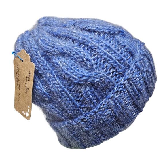 Mohair n Wool Blue twist chains Beanie NWT handmade. Never used. Warm. Soft. - Picture 2 of 12